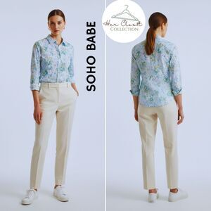 Soho Babe New York Light Blue Florals LS ButtonUp Shirt Jr. Sz Large NWT
